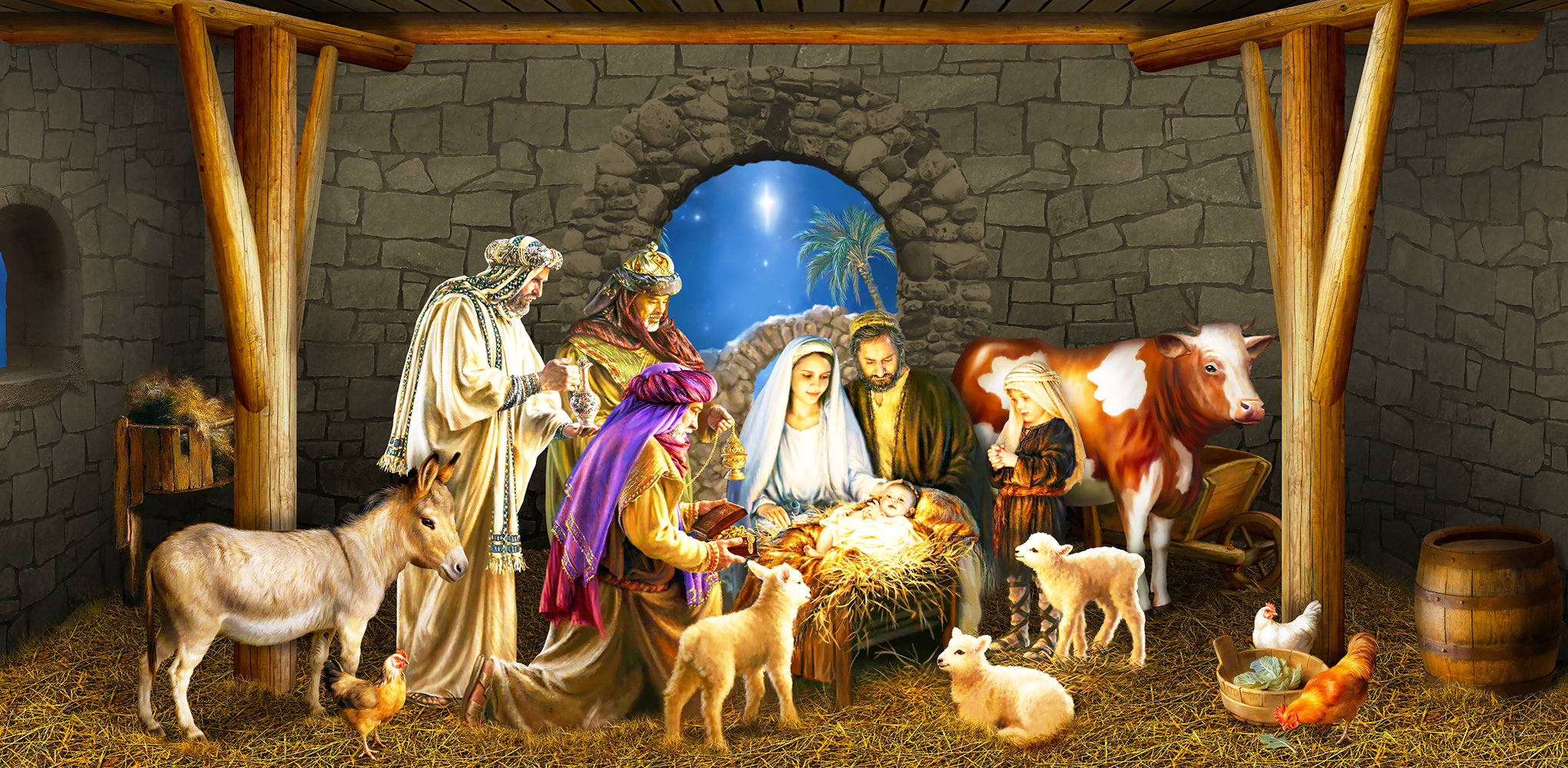 3' x 6' Outdoor Decoration hot Nativity Scene Christmas Outside House Banner Billboard